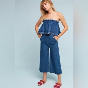 Anthropologie J.O.A Tiered Denim Jumpsuit